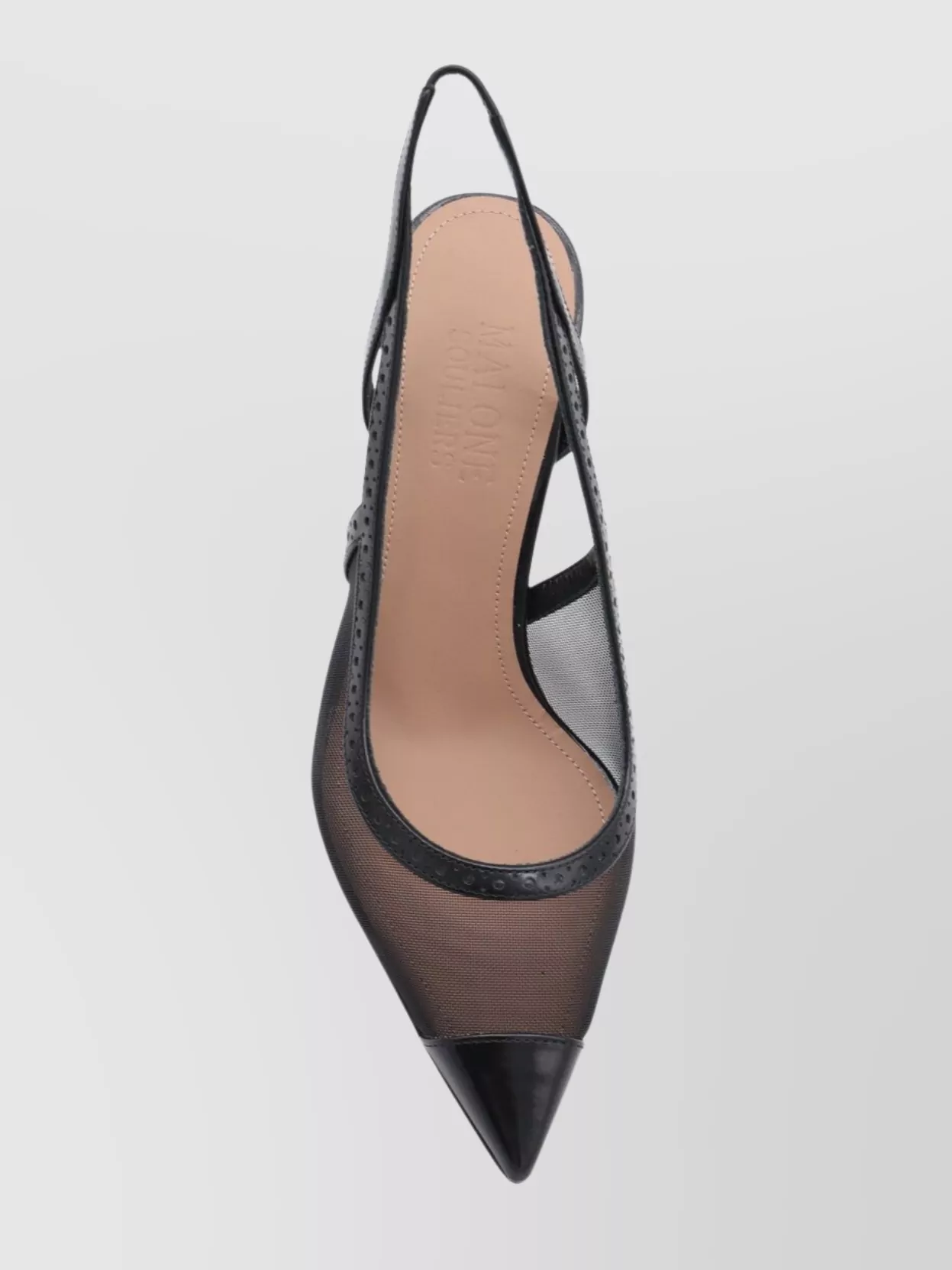 Malone Souliers Sheer Mesh Pointed Toe Stiletto Pumps In Black
