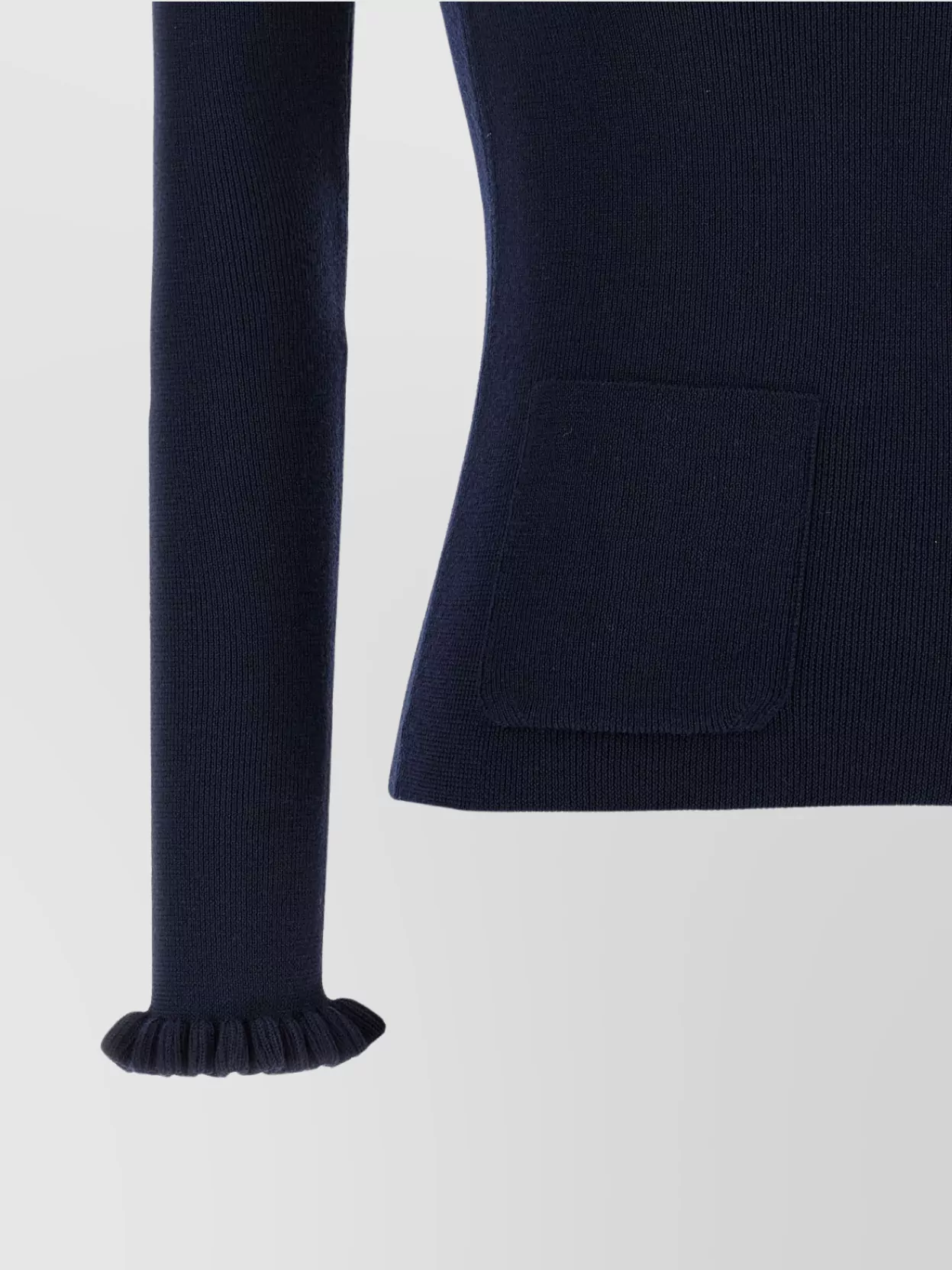 Valentino Embroidered Sweater With Front Pockets And Ruffle Cuffs In Blue