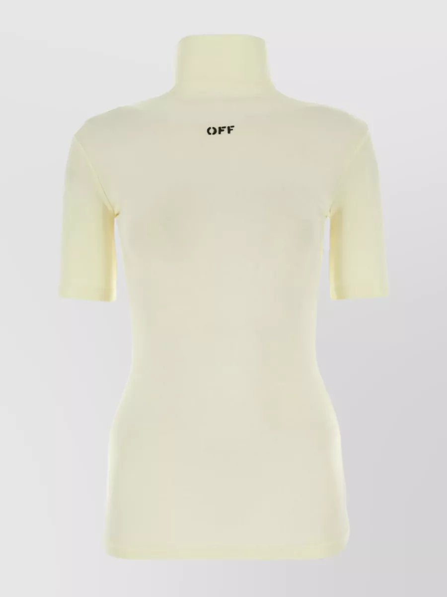 Shop Off-white Ribbed Viscose Fitted Top In Beige