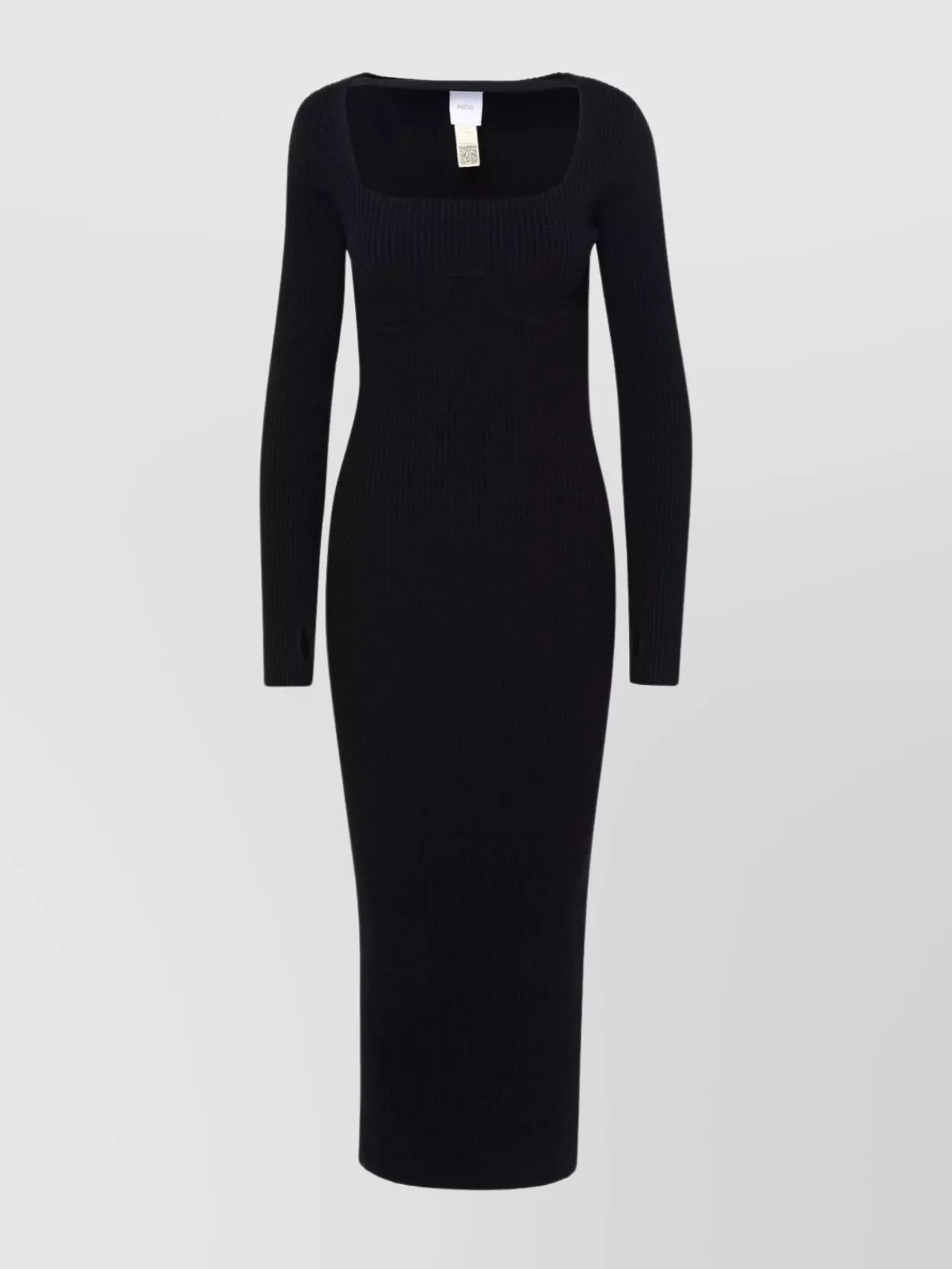 Shop Patou Wool Dress With Long Sleeves And Square Neckline