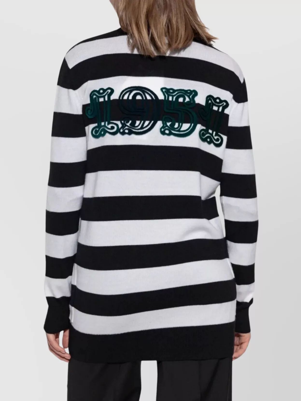 Max Mara Striped V-neck Cardigan And Pockets In Black