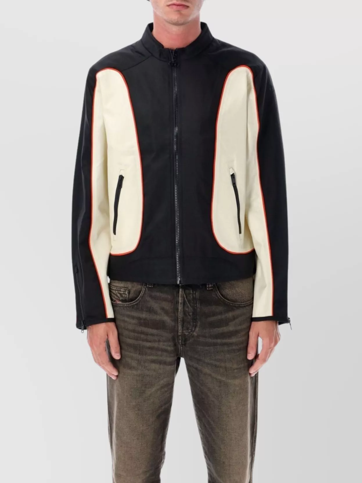 Diesel Blink Stand Collar Front Pockets Jacket In Black