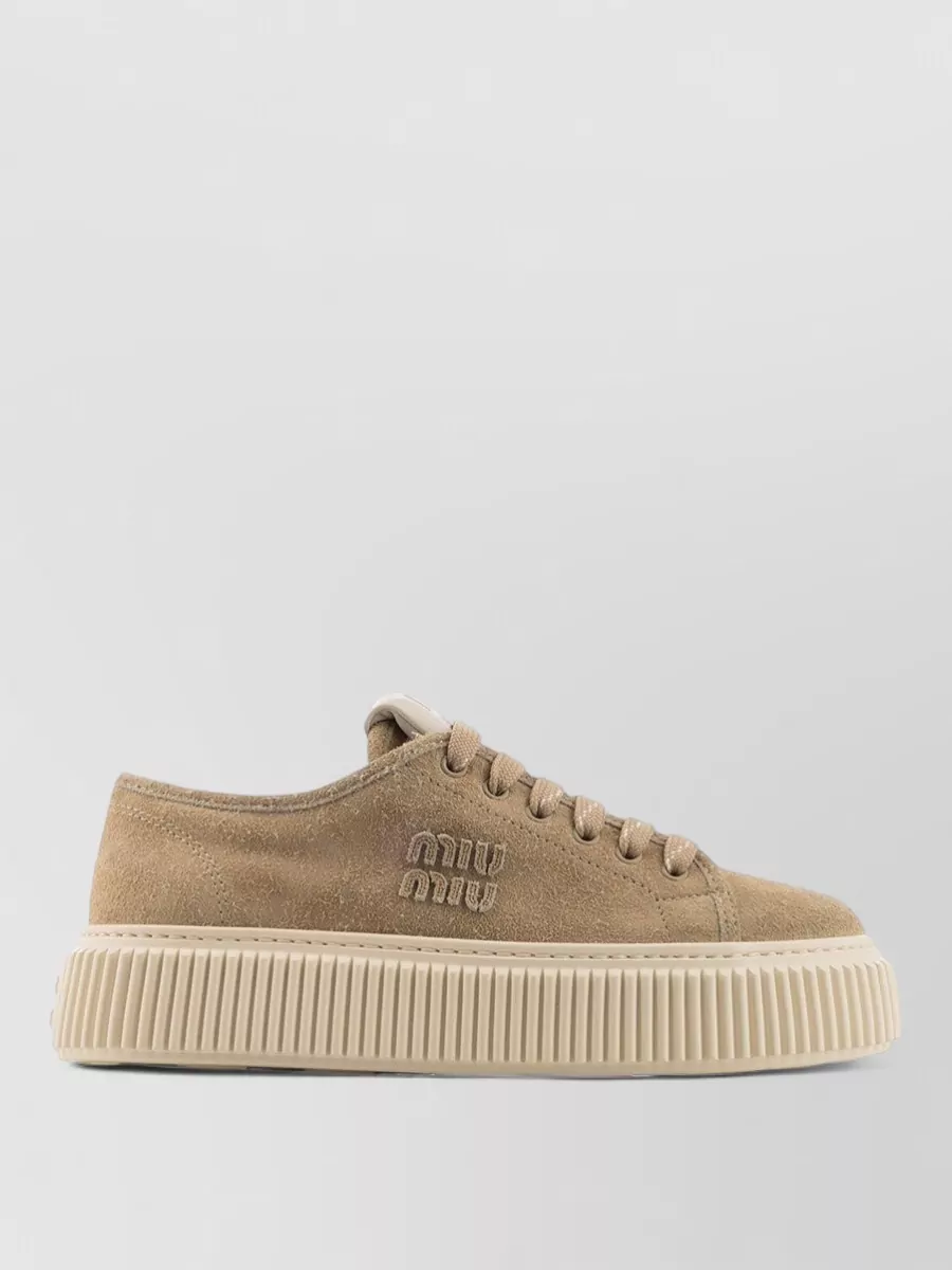 Miu Miu Suede Lace-Up Sneakers