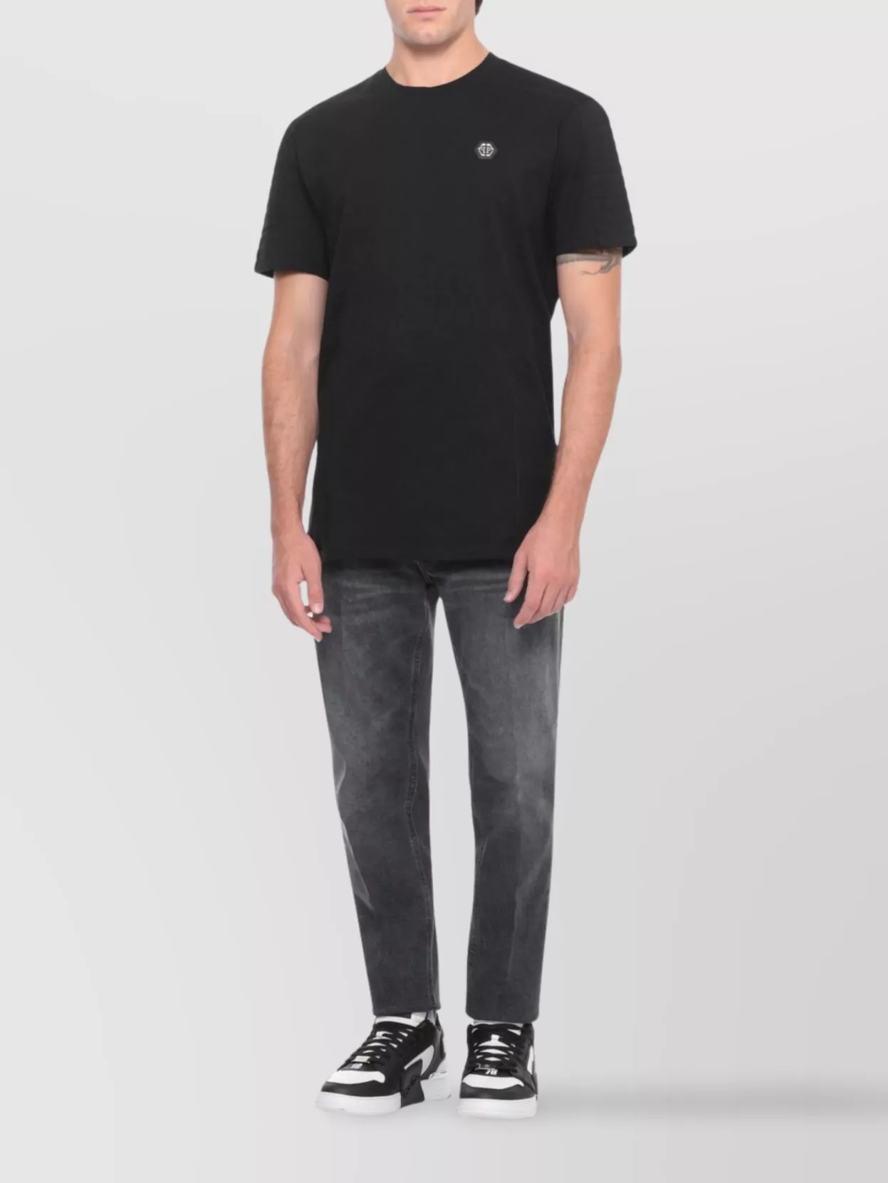Philipp Plein Crew Neck T-Shirt With Ribbed Short Sleeves