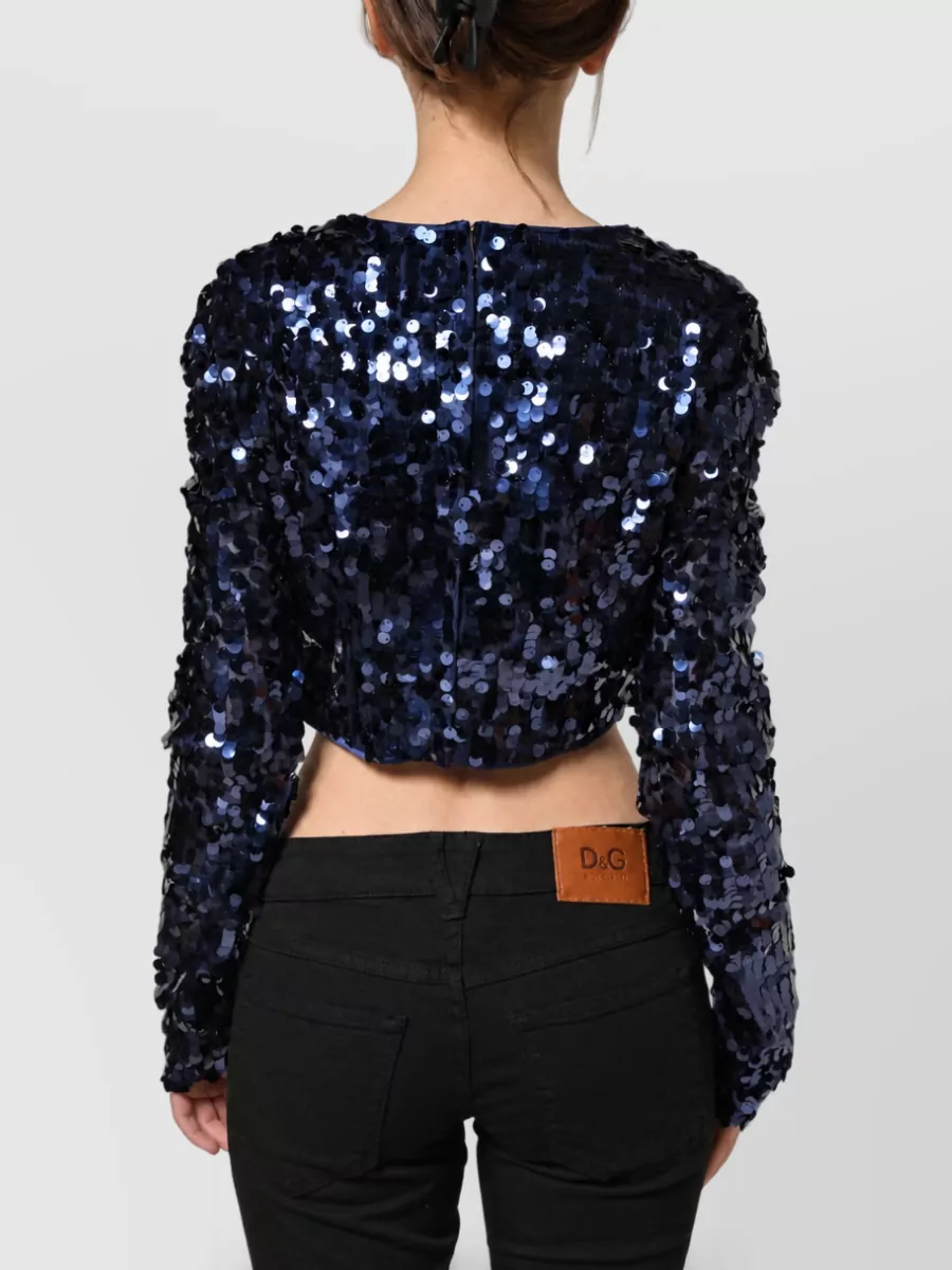 Dolce&Gabbana Sequined Long-Sleeve Cropped Jacket