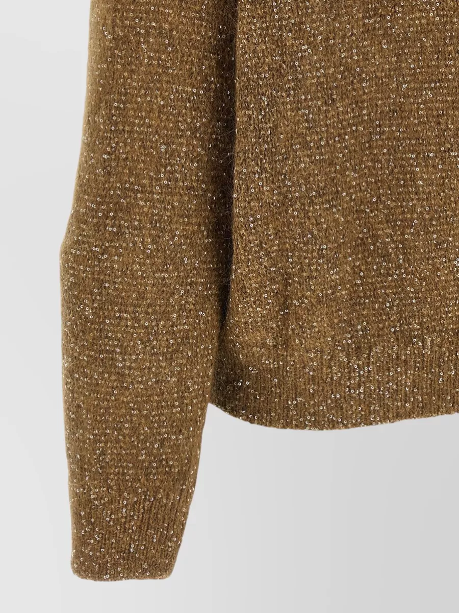 Brunello Cucinelli Sequinned V-Neck Polo Jumper