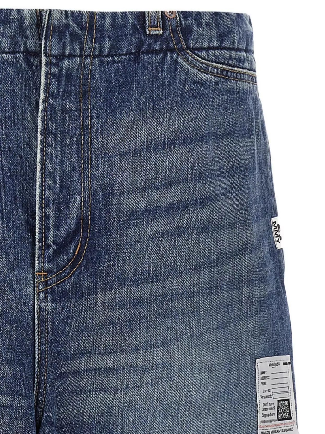 Maison Mihara Yasuhiro Denim Trousers Distressed Contrast Stitching