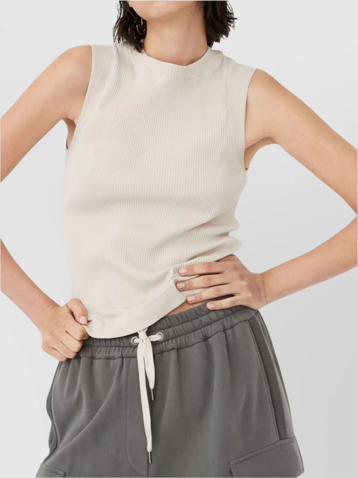 Brunello Cucinelli Ribbed Crew Neck Tank Top