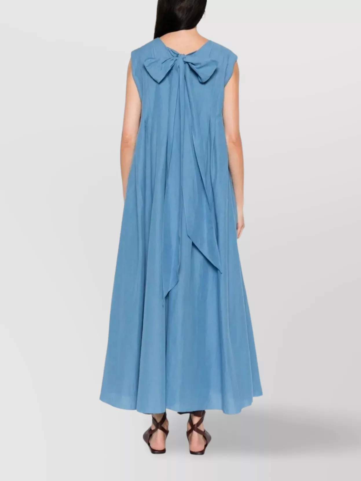 S Max Mara Flared Cotton And Ramie Dress With Bow