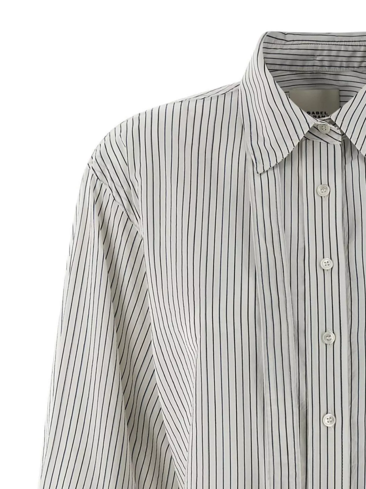 Isabel Marant Striped Long Sleeve Shirt With Adjustable Tie In Brown
