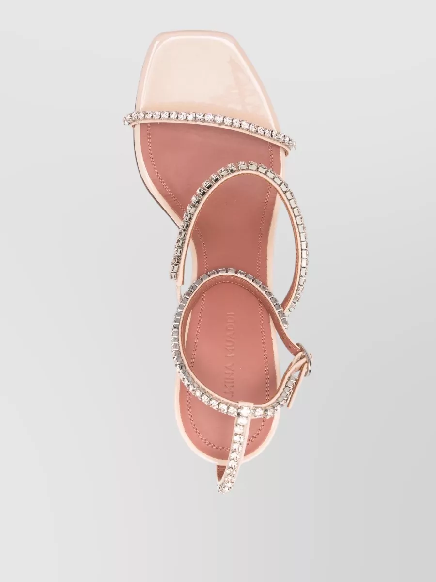 Amina Muaddi Leather Crystal-Embellished Sandals