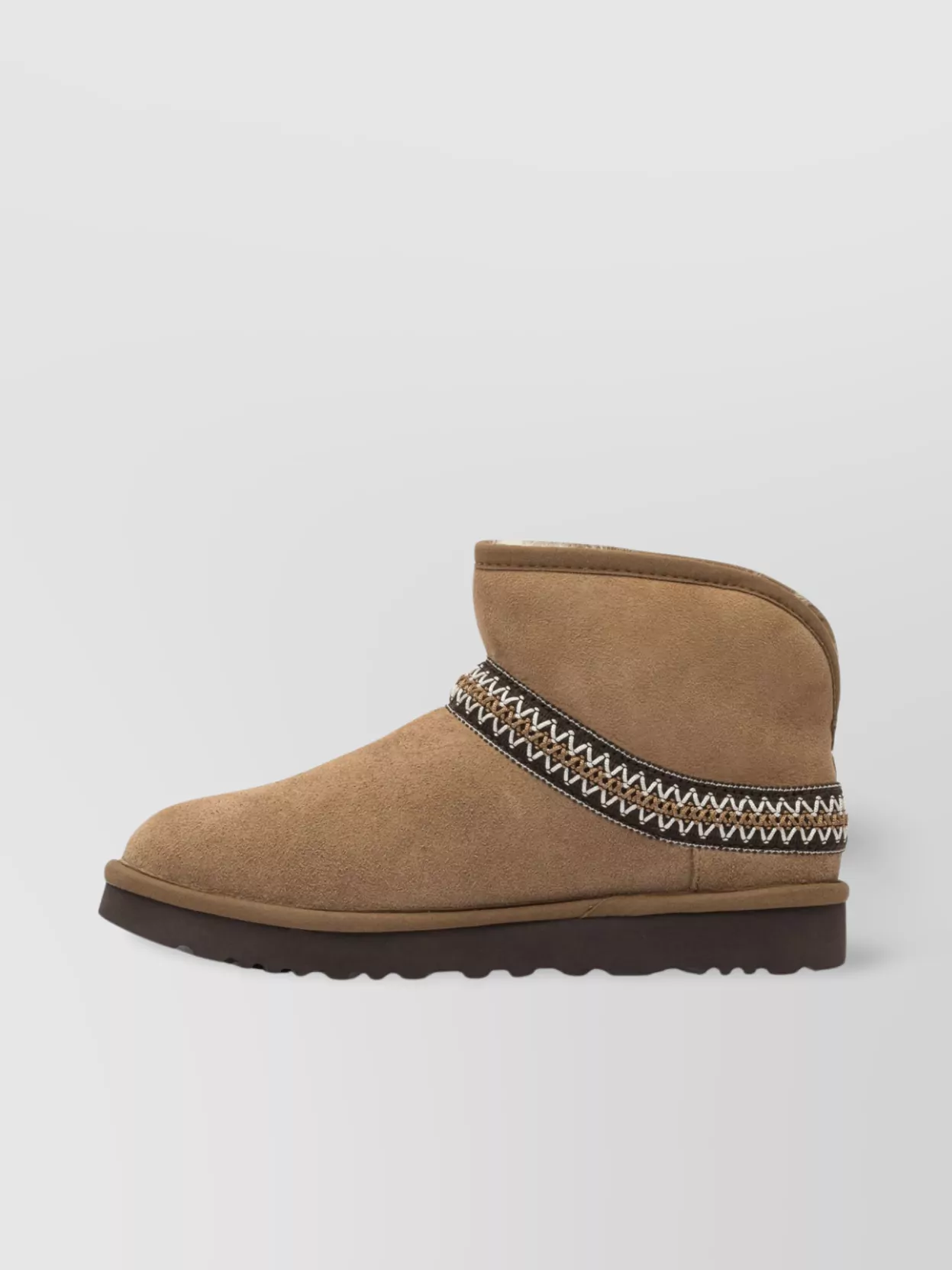 Ugg Suede Ankle Boots Embroidered Detail