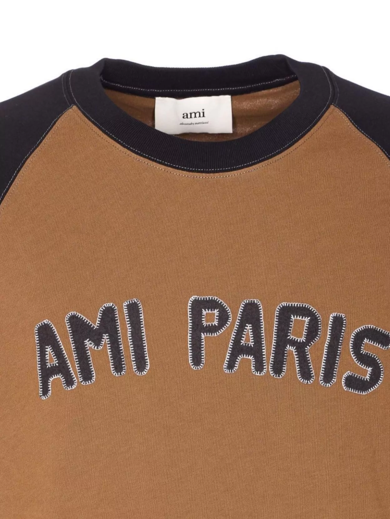 Ami Alexandre Mattiussi Ami Paris Men Cotton Colorblock T-shirt In Brown