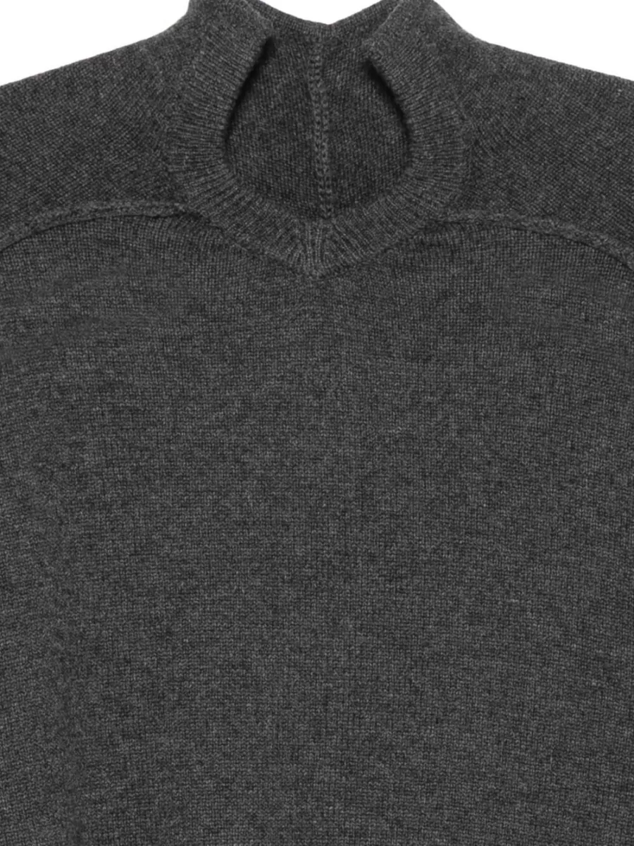 Coperni Wool Cashmere High Neck Cutout Logo Print Sweatshirt