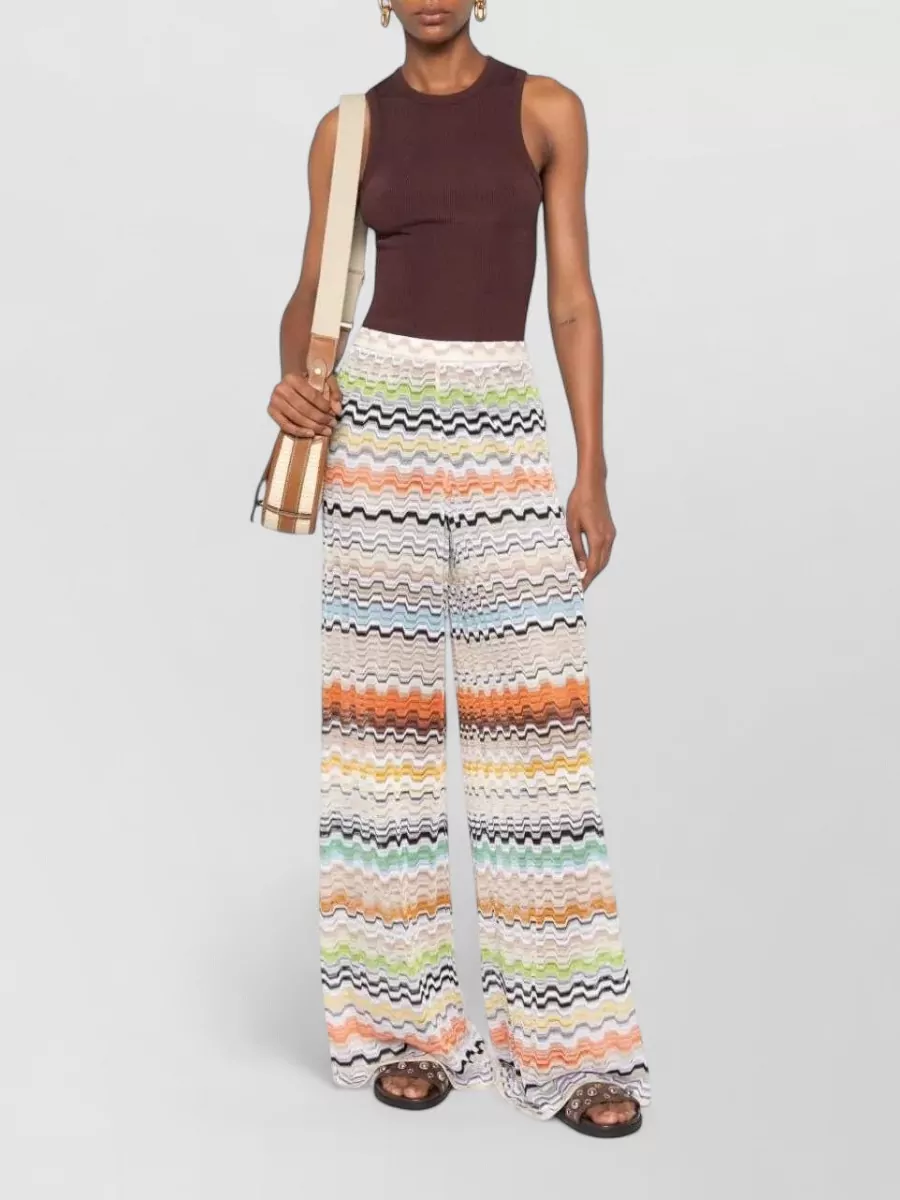 Missoni Zigzag Fine-Knit Wide-Leg Trousers