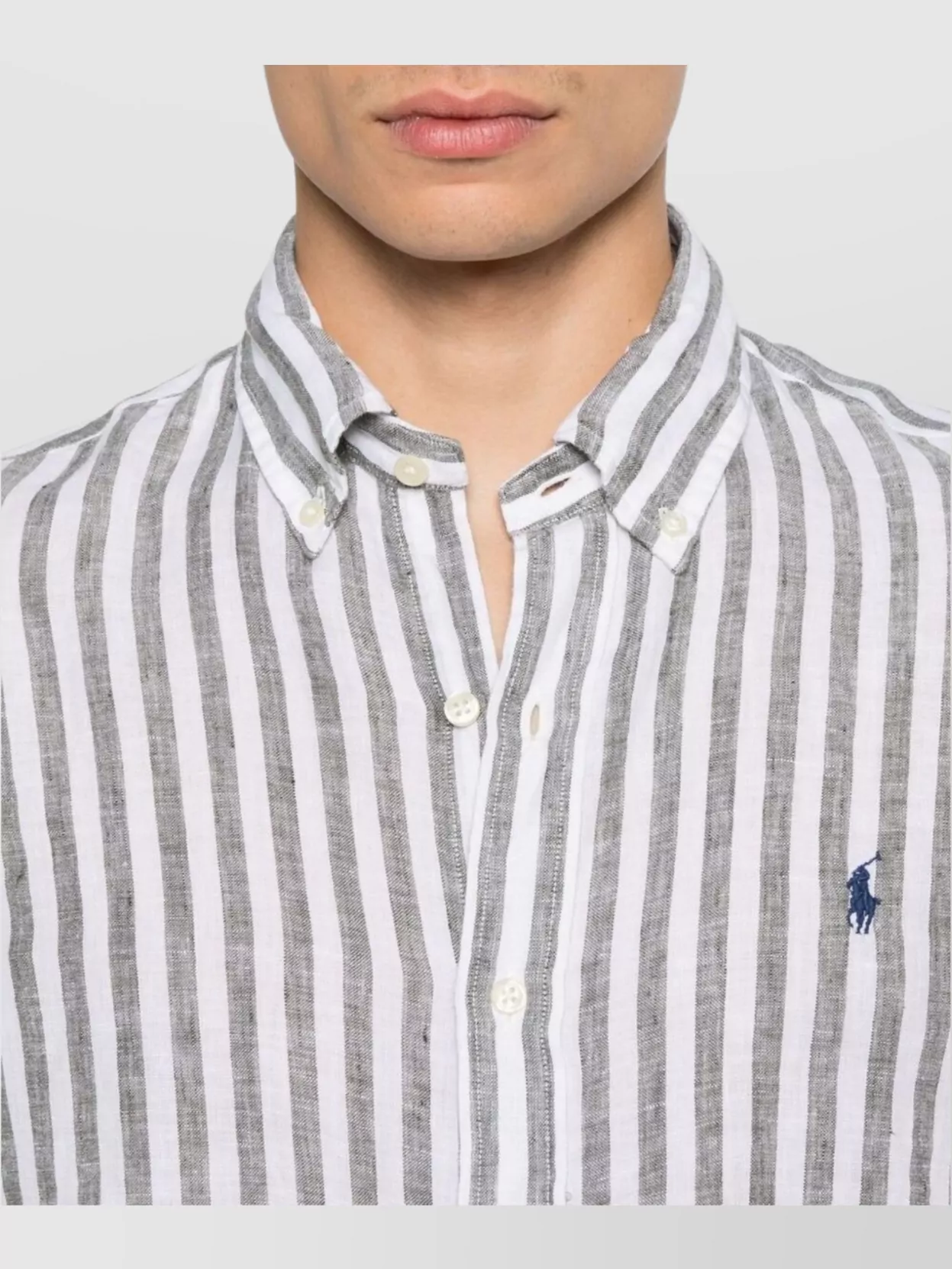 Ralph Lauren Striped Logo Shirt Button-Down Collar