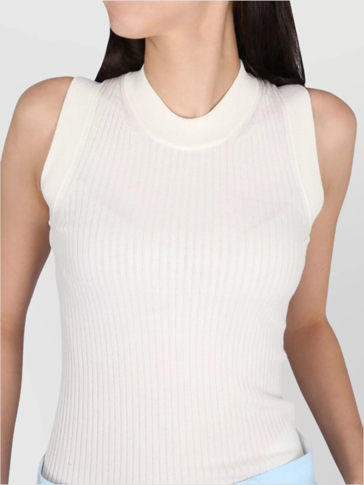 Max Mara Sleeveless Ribbed Cotton Tank Top