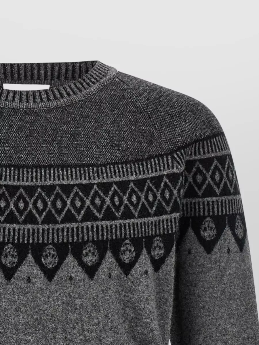 Mc Queen Wool Skull Jacquard Crew Neck Long Sleeve Jumper