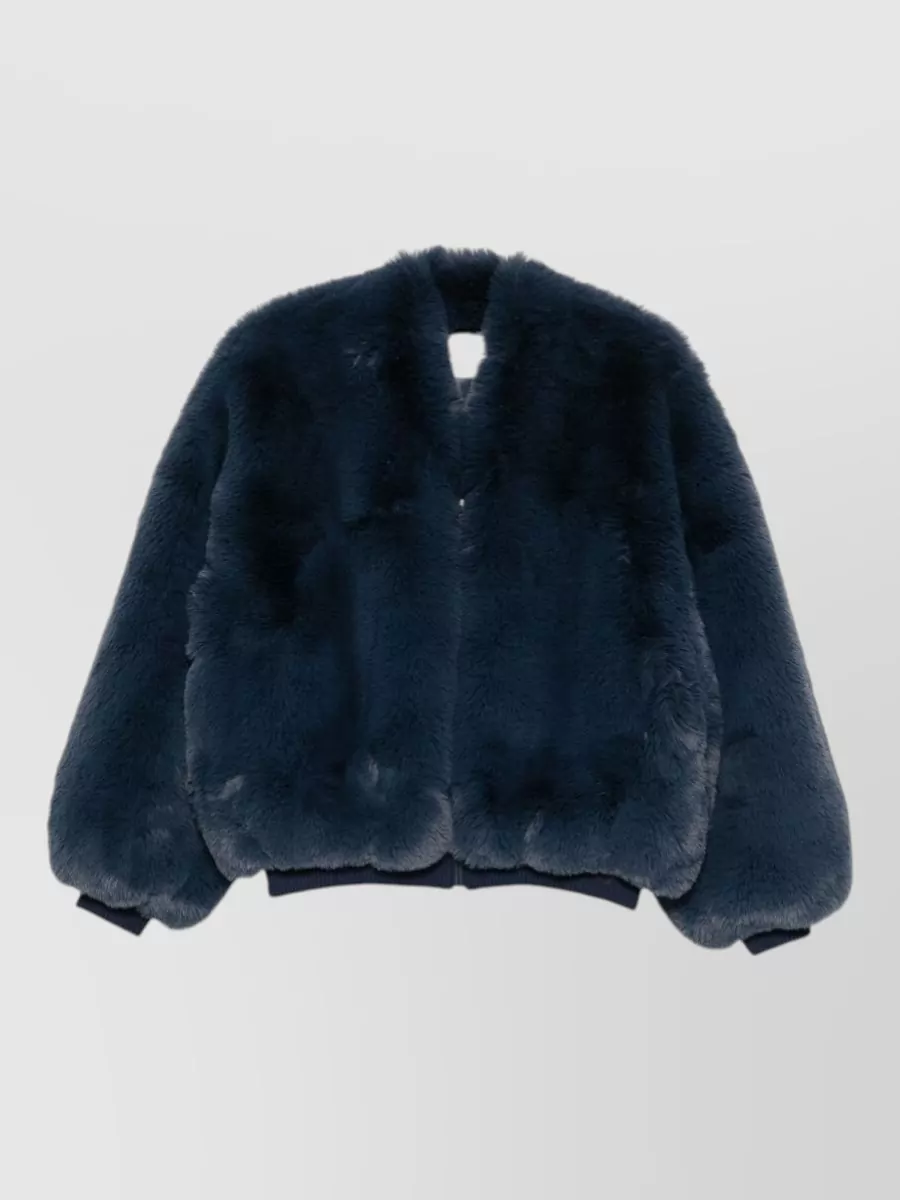 The Frankie Shop Faux fur relaxed-fit collarless jacket