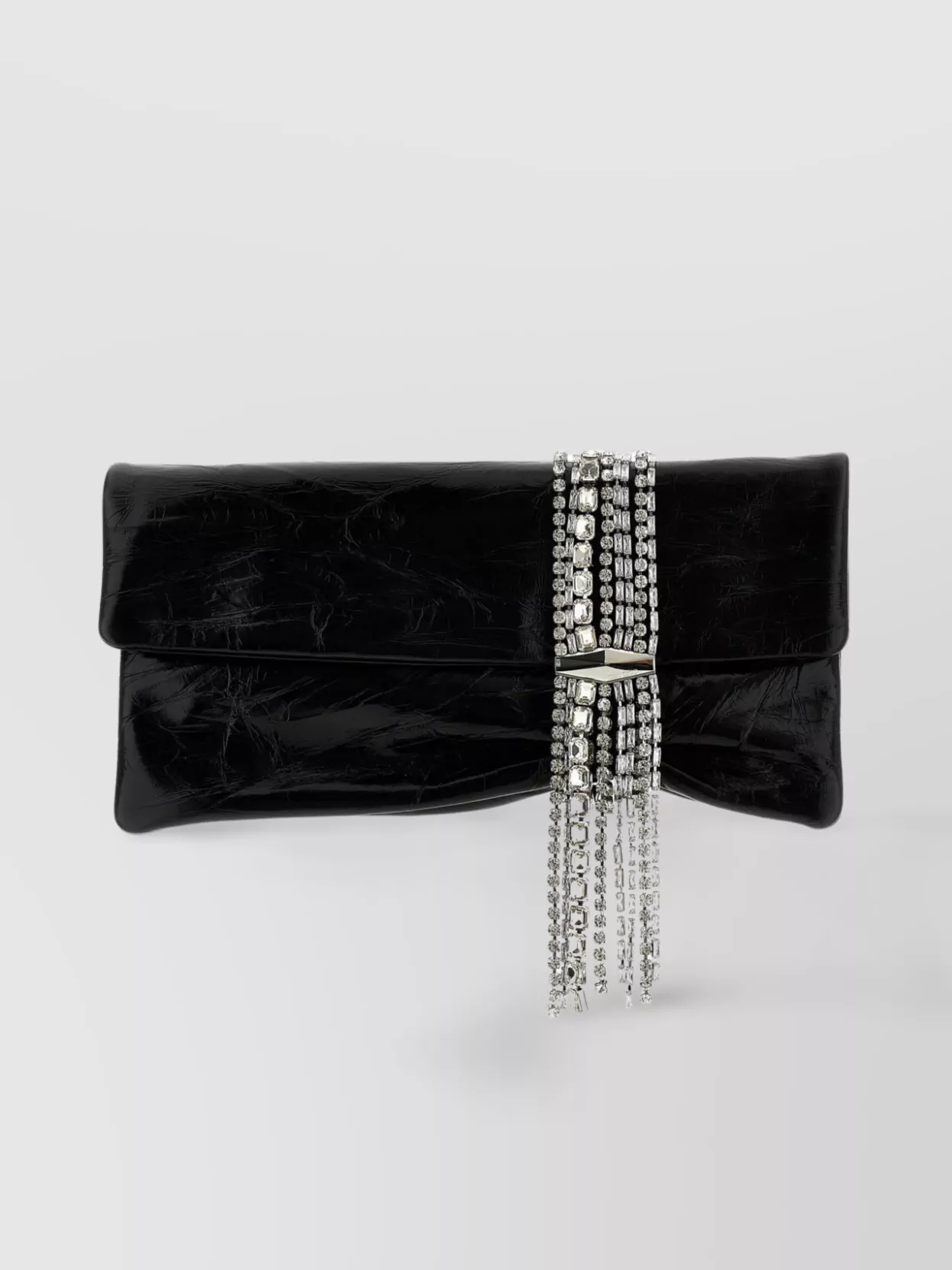 Jimmy Choo Zandra Crystal-embellished Clutch In Metallic Leather