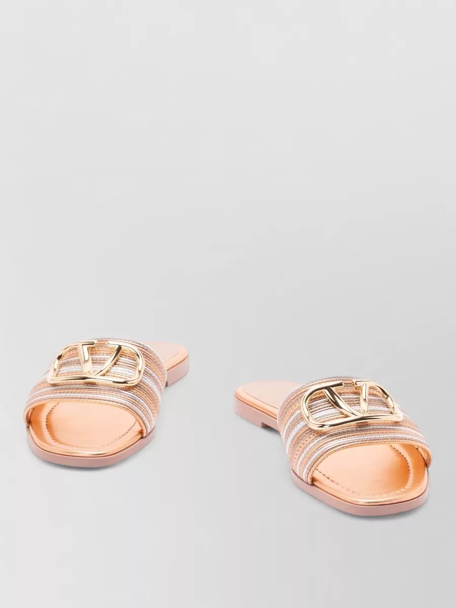 Valentino shearling logo-stripe slides