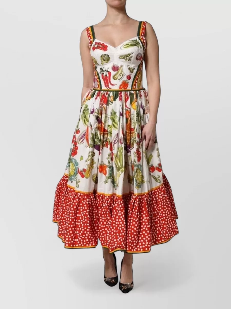 Dolce&Gabbana Cotton printed sleeveless midi dress