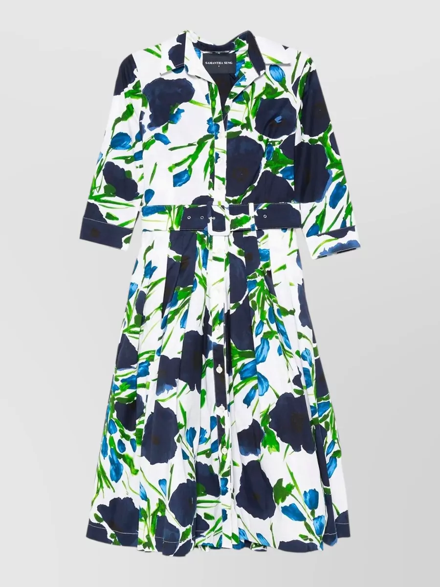 Samantha Sung Cotton floral-print midi dress