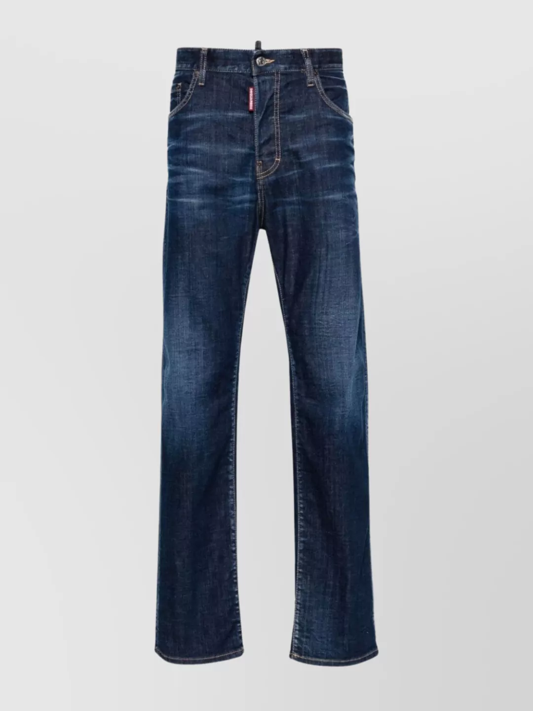 Shop Dsquared2 Straight Leg Denim Trousers With Contrast Stitching