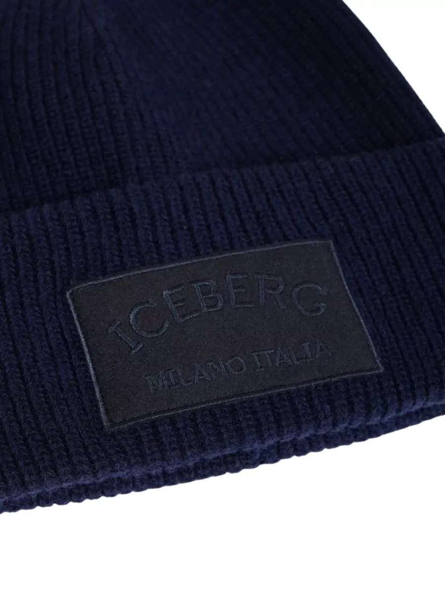 Iceberg Logo Beanie With Folded Cuff And Ribbed Texture