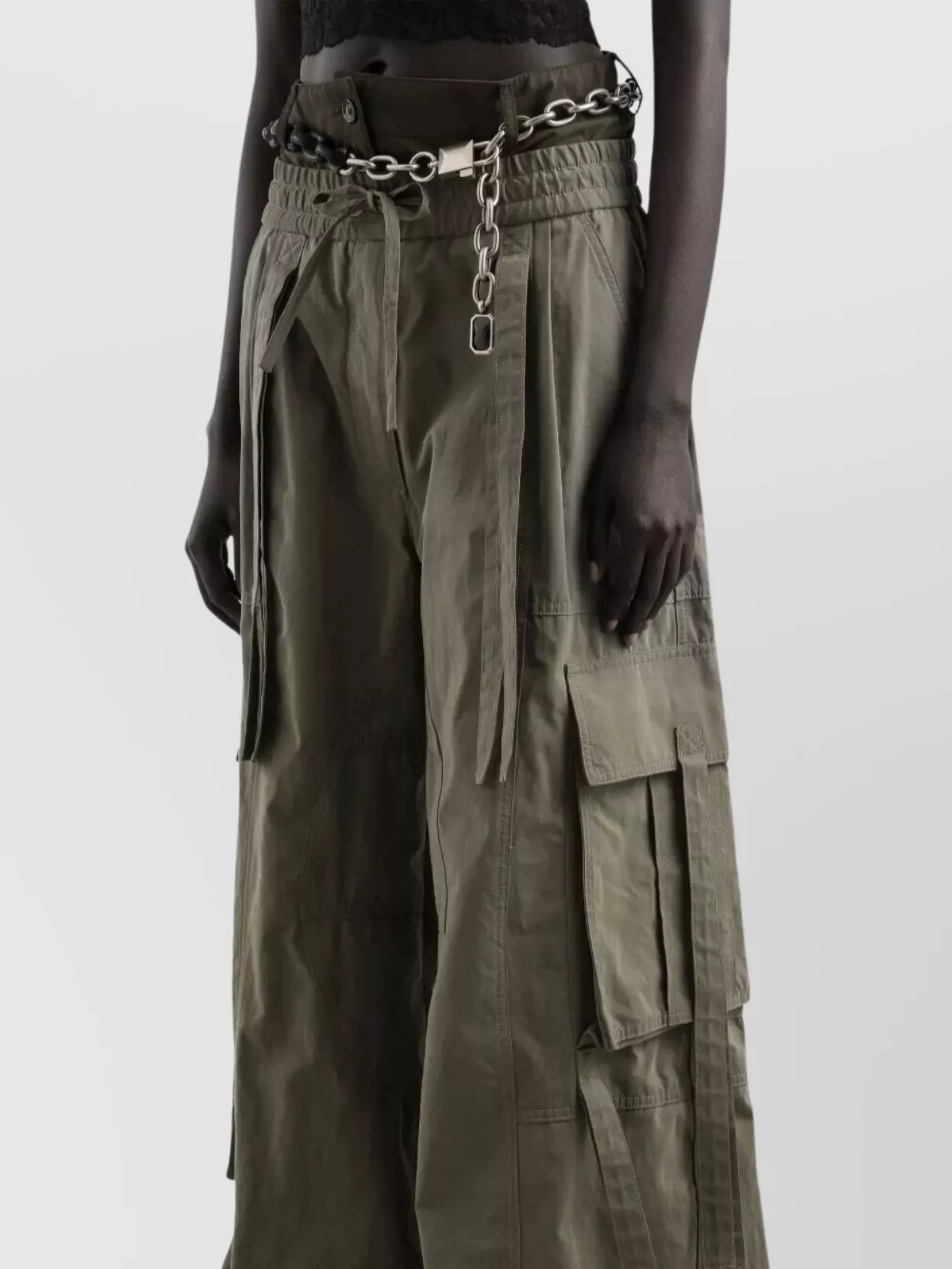 Dolce & Gabbana Cargo Trousers With Drawstring And Pockets In Green