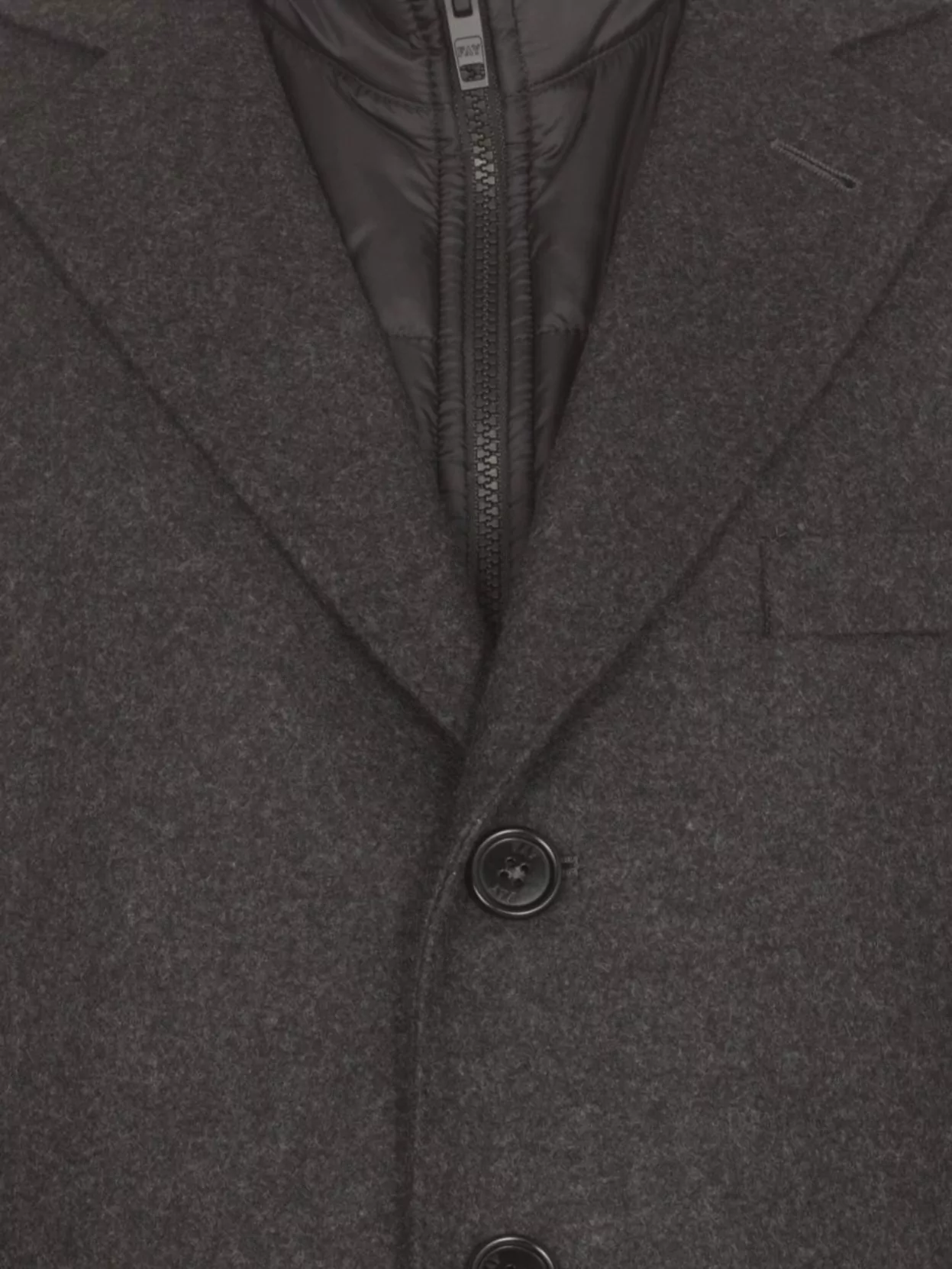 Fay Wool Coat With Peak Lapel Collar