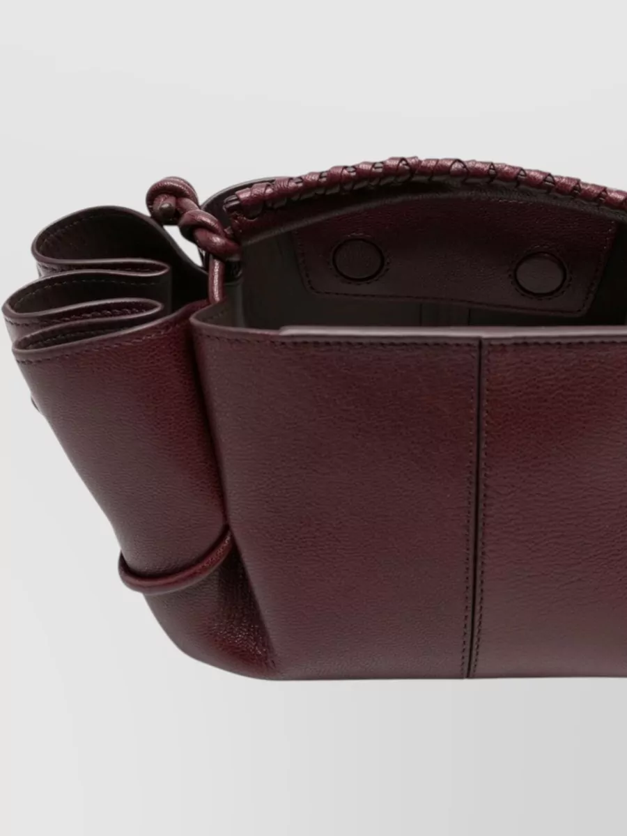 Hereu Leather Braided Handle Clutch Bag