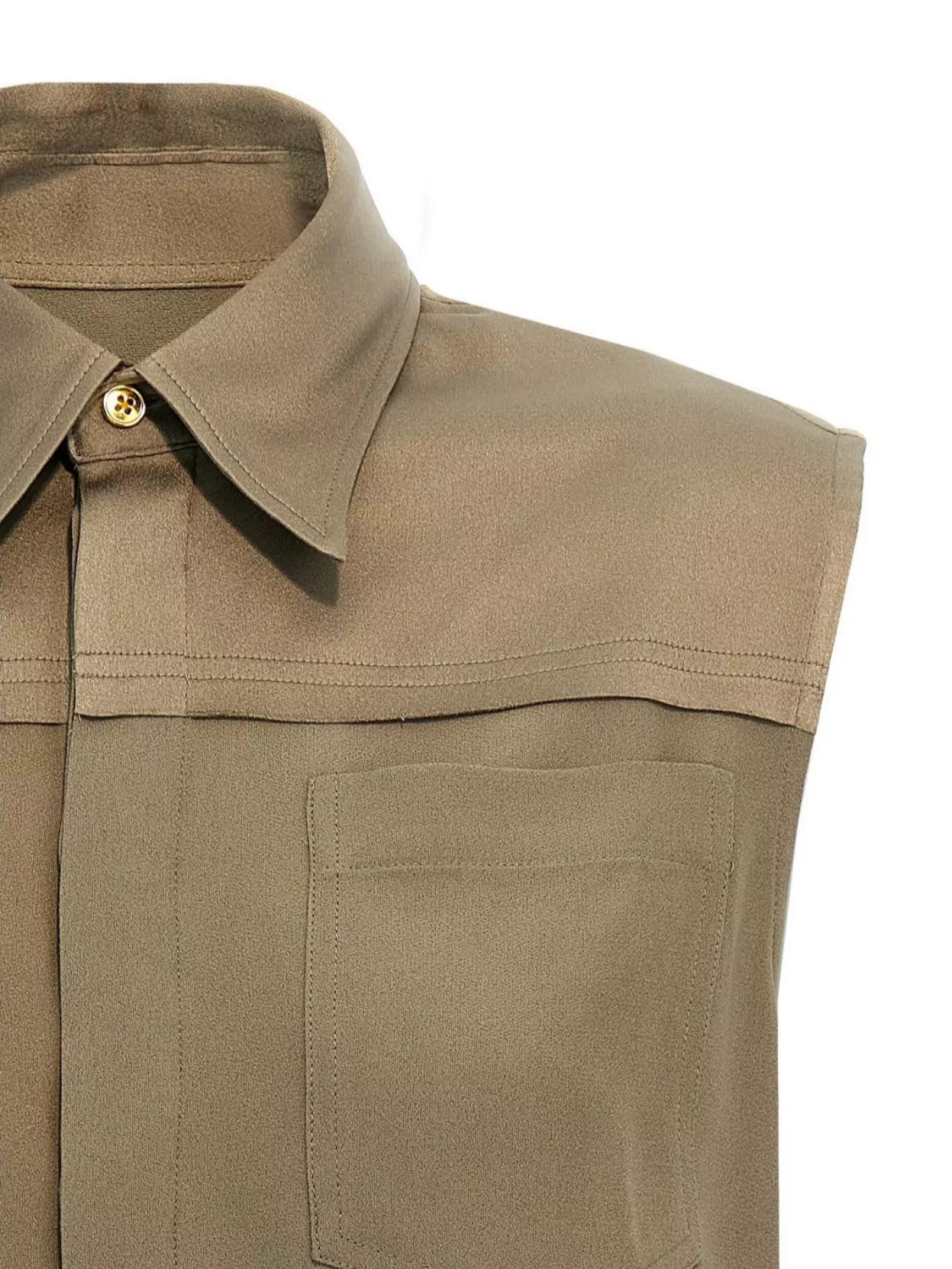 Ami Alexandre Mattiussi Sleeveless Pointed Collar Shirt With Chest Pocket