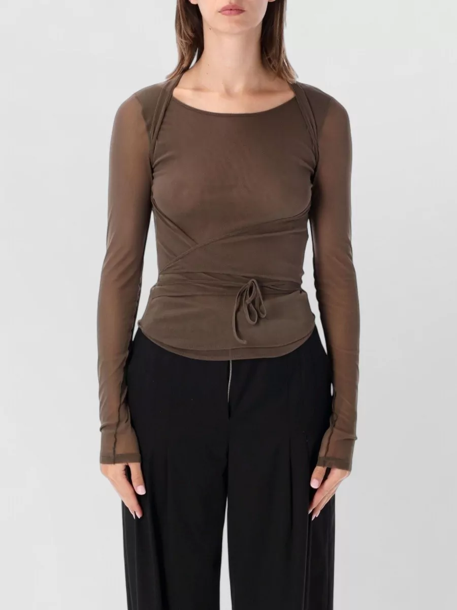 Lemaire sheer mesh long-sleeve wrap top
