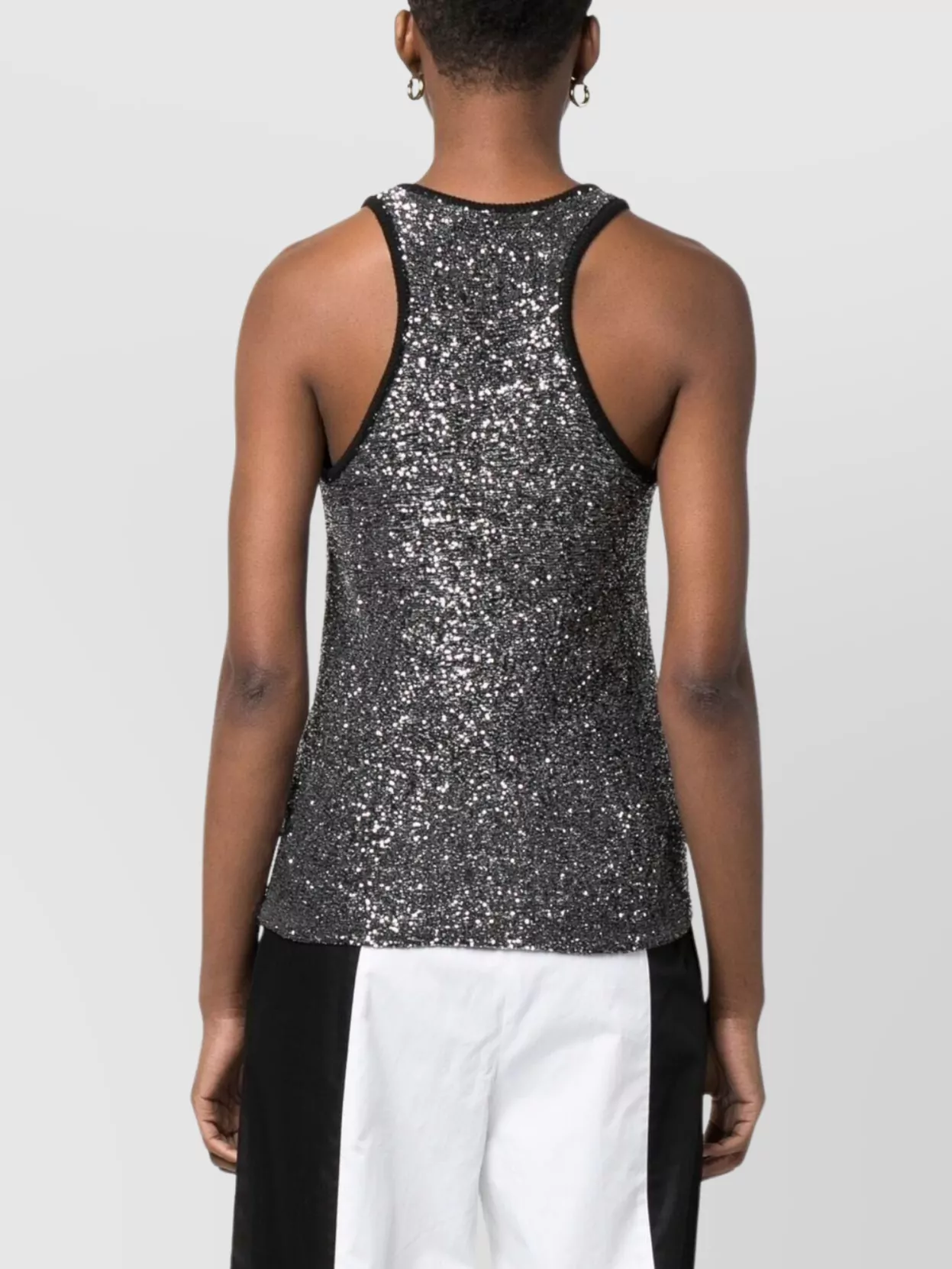 Shop Fabiana Filippi Sequin Embellished Knitted Racerback Tank Top