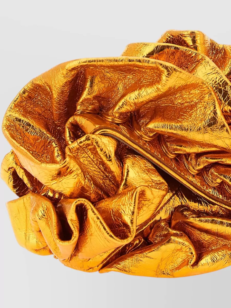 Dries Van Noten Ruffle Metallic Clutch Bag Ruched Design