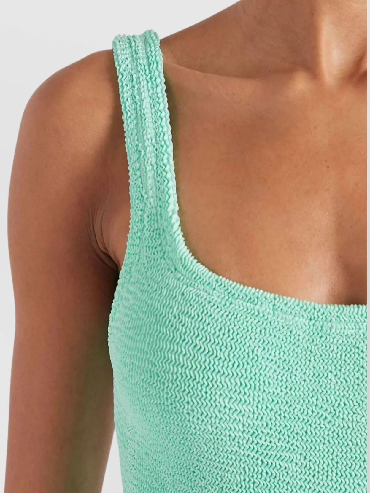 Hunza G Square Neck Ribbed Knit One-Piece Swimsuit