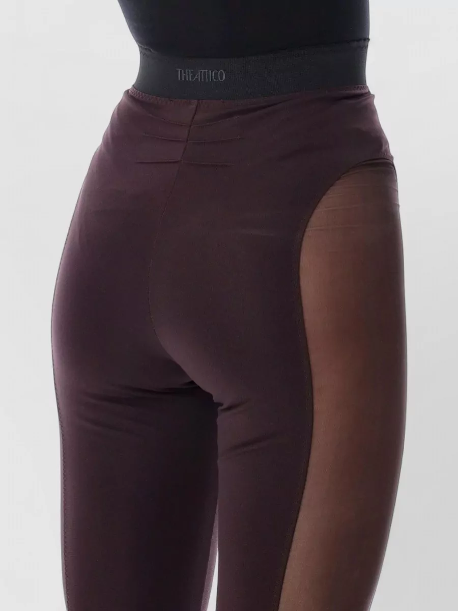 The Attico Sheer Panel High-Rise Slim-Fit Ankle-Length Leggings