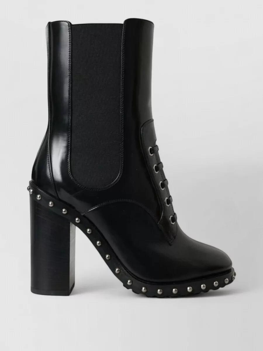 Dolce&Gabbana Leather Studded Lace-Up Ankle Boots