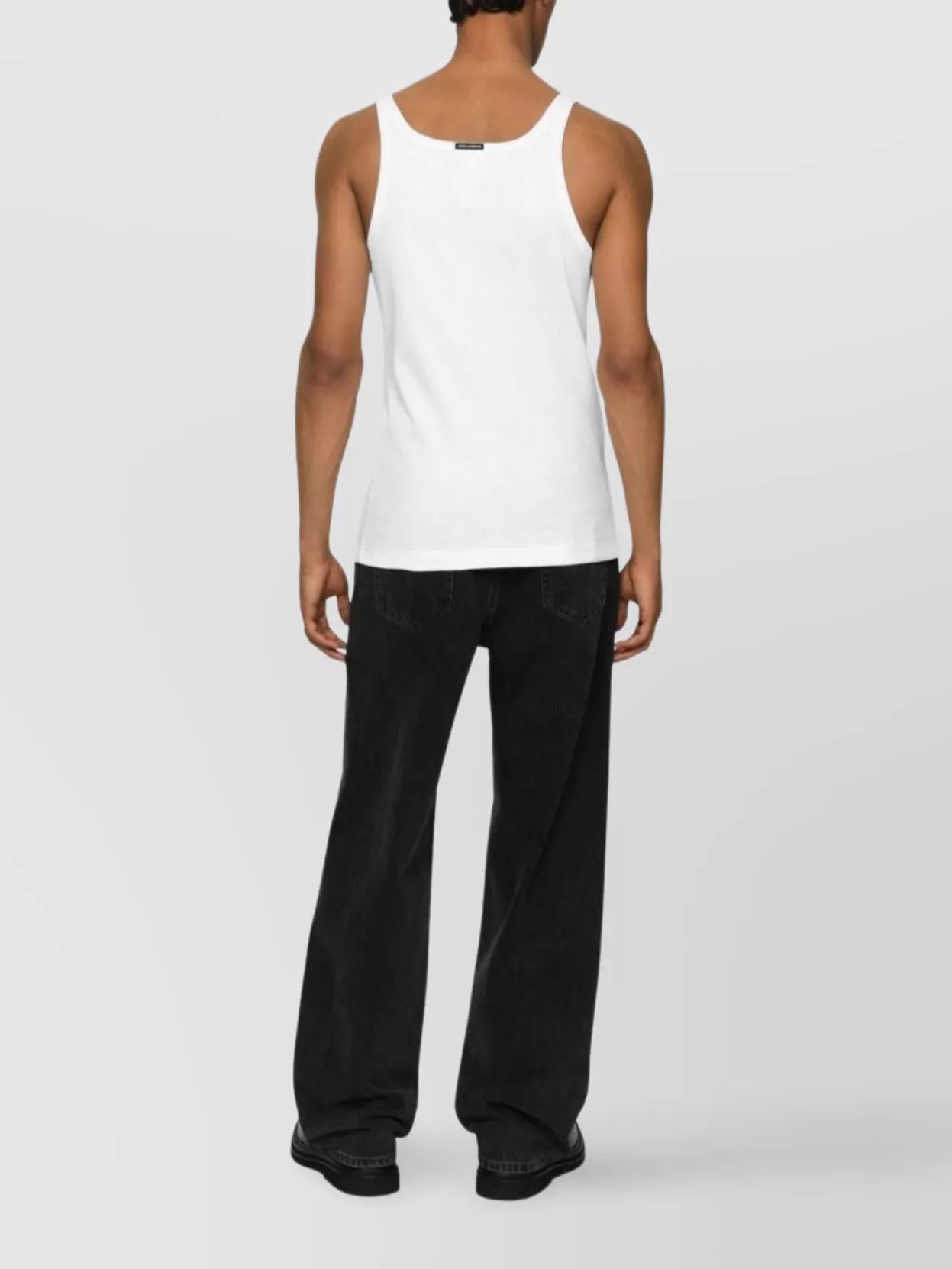 Shop Dolce & Gabbana Ribbed Texture Sleeveless Tank Top In Black