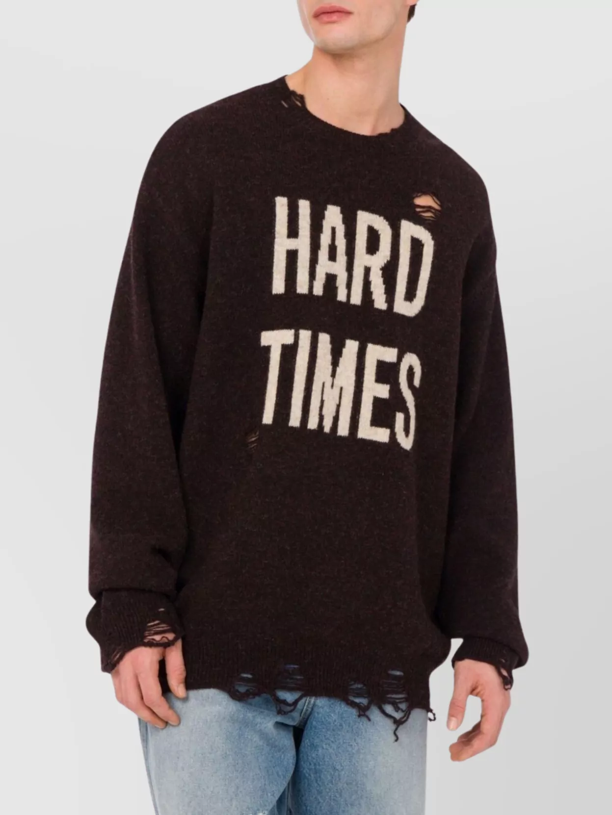 Moschino Distressed Graphic Crewneck Sweater