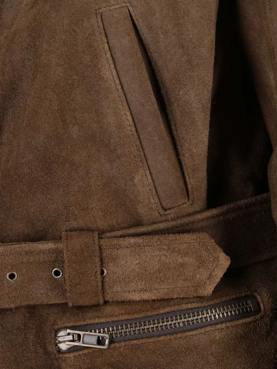 Mm6 Maison Margiela Suede Jacket With Belted Waist And Pockets