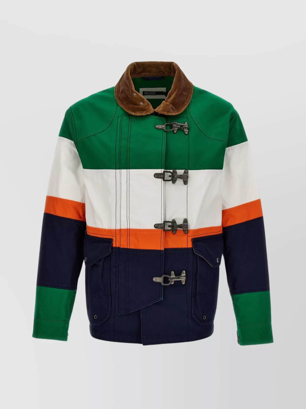 Polo Ralph Lauren 'marin' Corduroy Collar Color-block Jacket In Multi