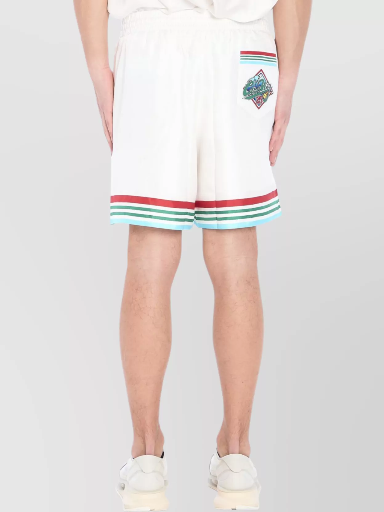 Casablanca Mens Casa Way World Series Relaxed-fit Striped Silk Shorts In White