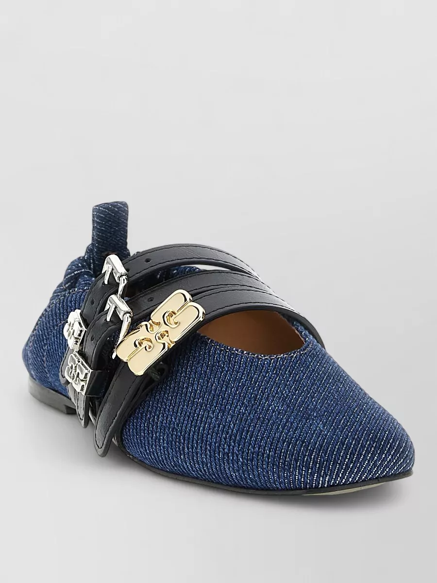 Ganni denim strap ballerina shoes