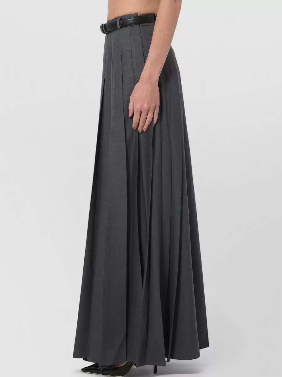 Self-Portrait Pleated Wool-Blend Mid-Rise Maxi Skirt