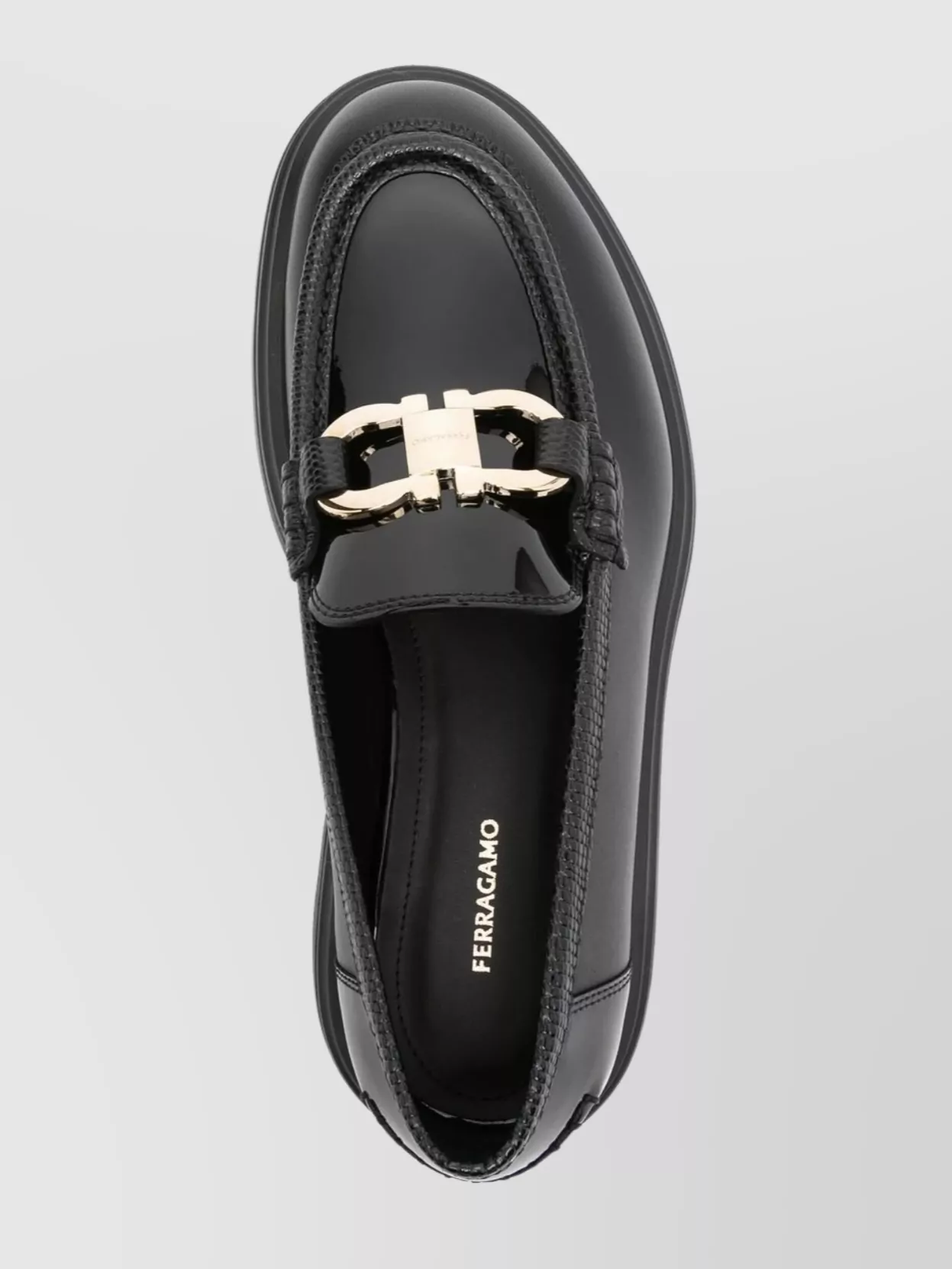 Ferragamo Brooke Loafers With Chunky Sole And Gold-tone Hardware In Black