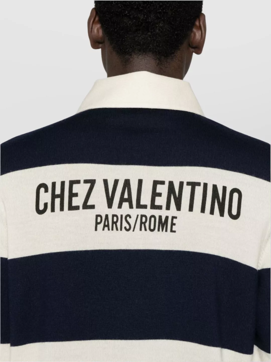 Valentino Garavani Short Sleeves With Polo Collar And Striped Pattern