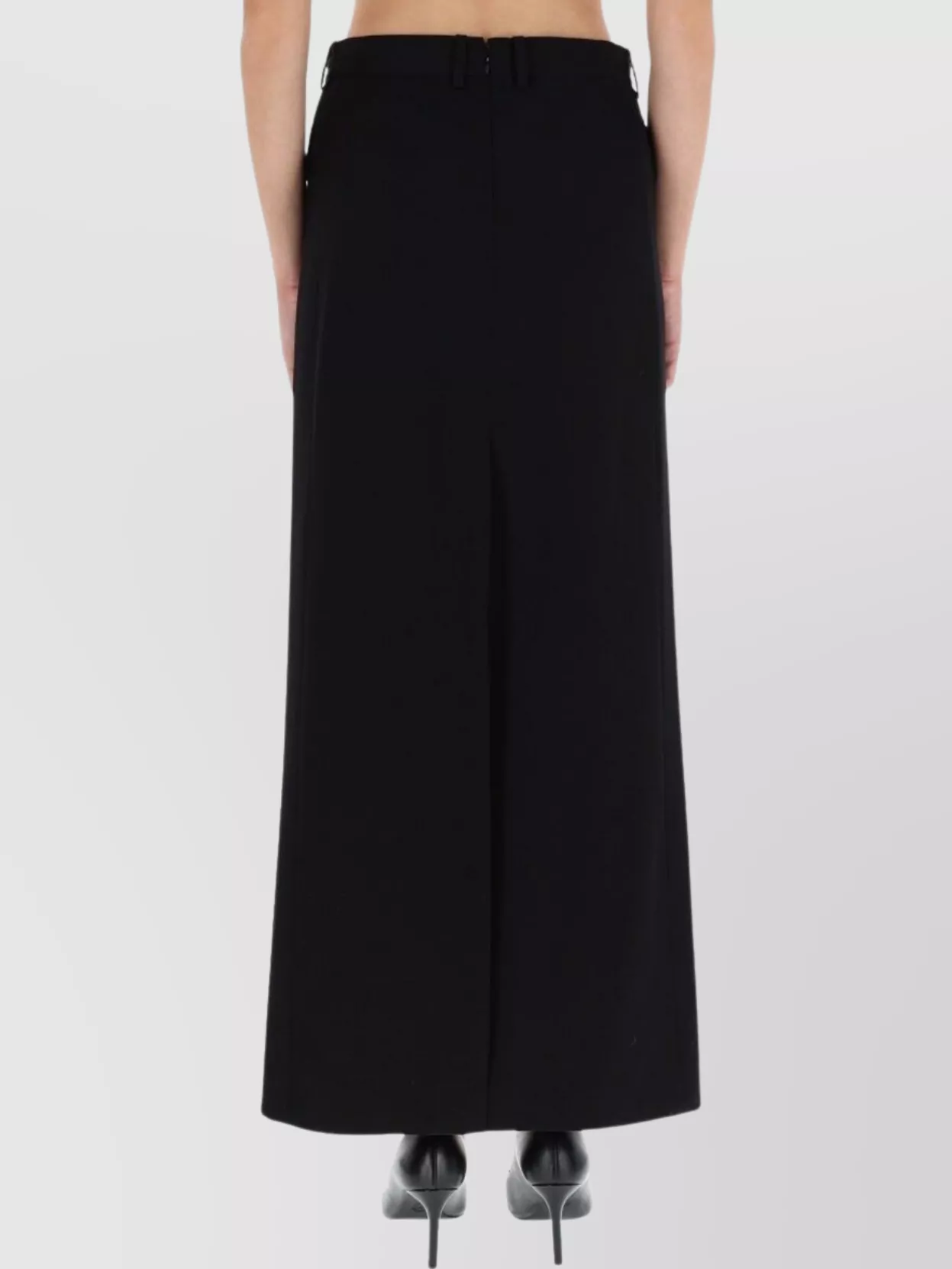 Balenciaga High Waist Long Skirt With Back Slit In Black