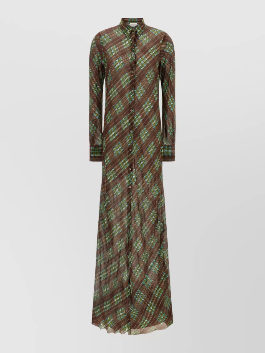 Dries Van Noten silk-blend checked long shirt dress